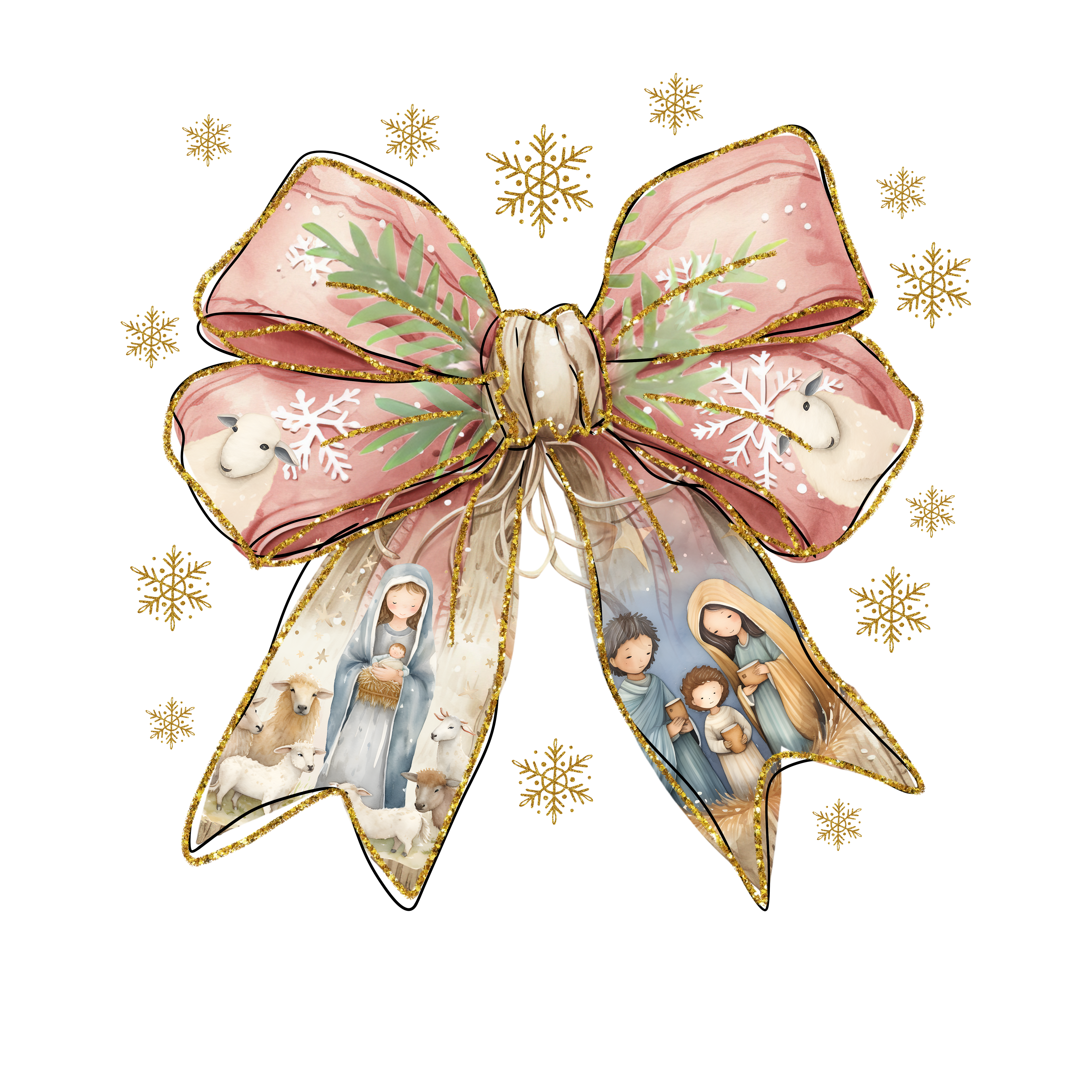 Nativity Bow Design  Long Sleeve Option