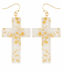White Gold Cross Earring