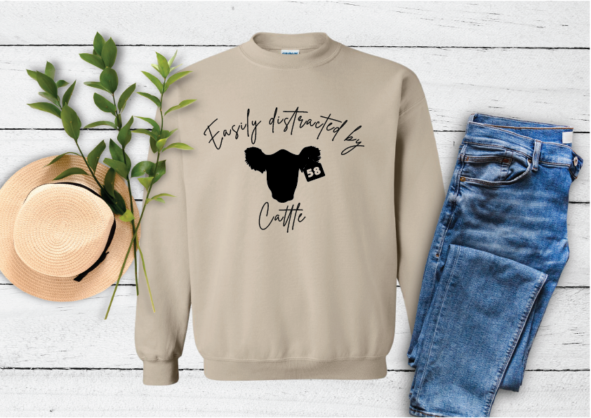 Easily Distracted By Cattle Sweatshirt